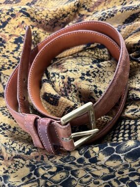 Vintage Coach Men's Tan Leather Belt 36 with Brass Buckle